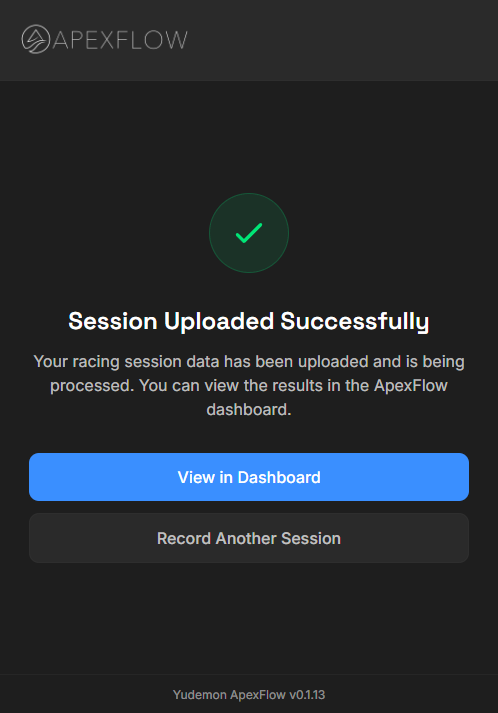 Upload complete — ready to view in the dashboard