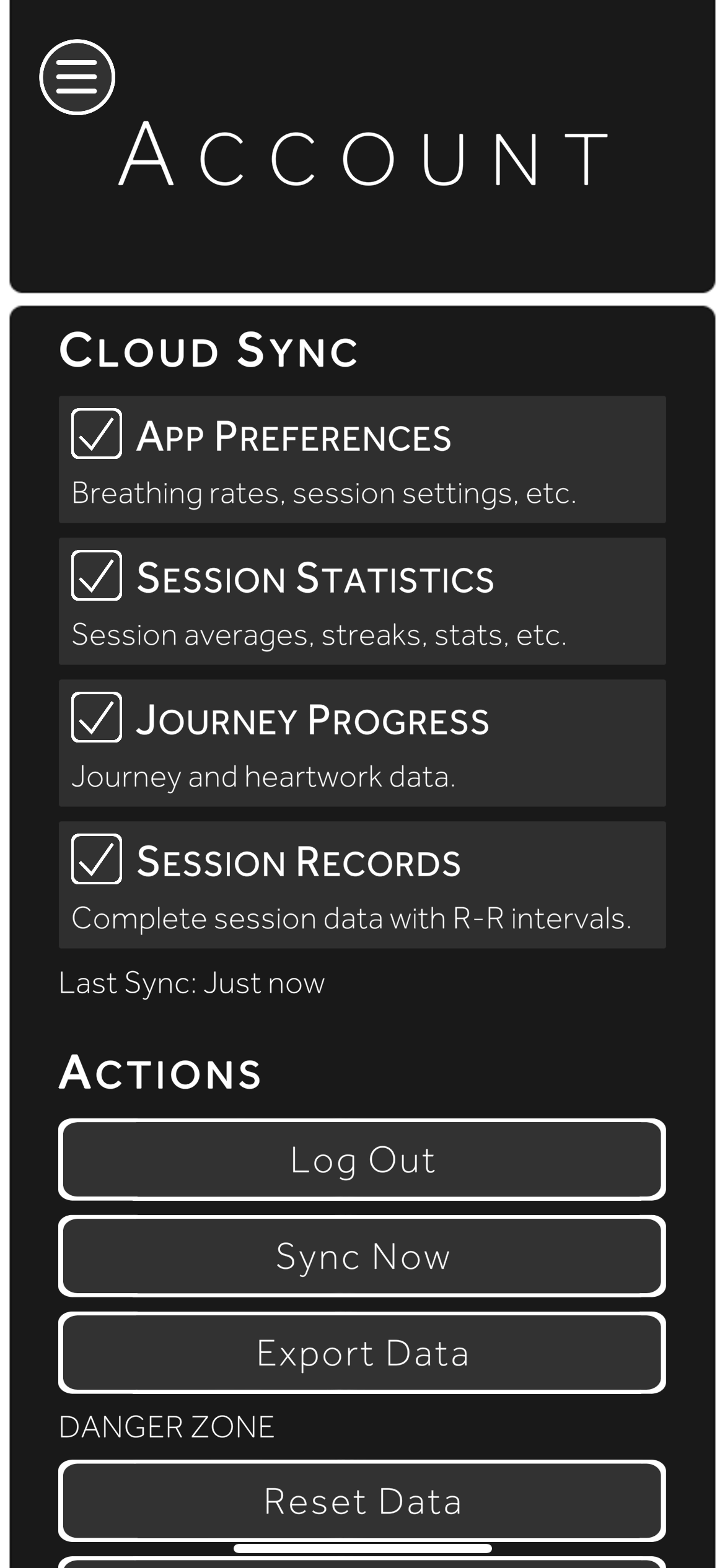 Accounts allow for specifying detailed sync preferences, full data export, and more.